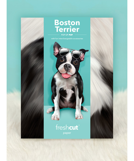 Boston Terrier Popup Fresh Cut Paper Card