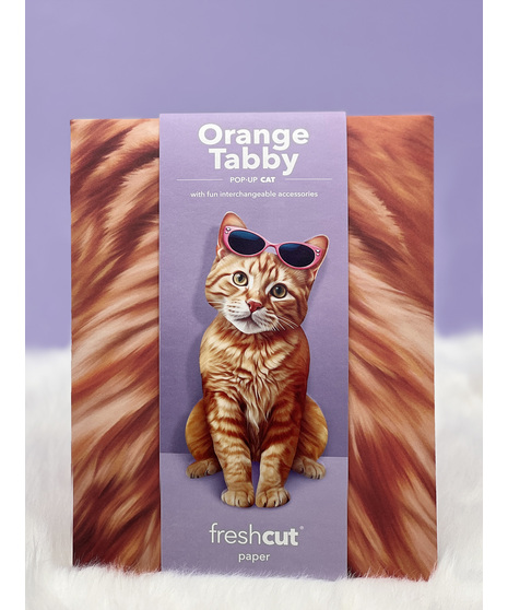 Orange Tabby Cat Popup Fresh Cut Paper Card