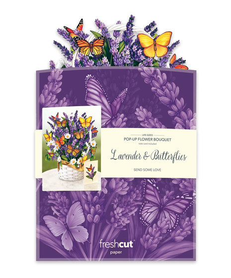 Lavender & Butterflies Popup Fresh Cut Paper Card