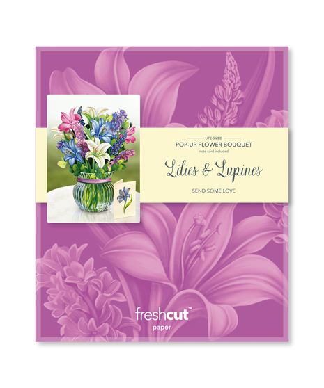 Lilies & Lupines Popup Fresh Cut Paper Card