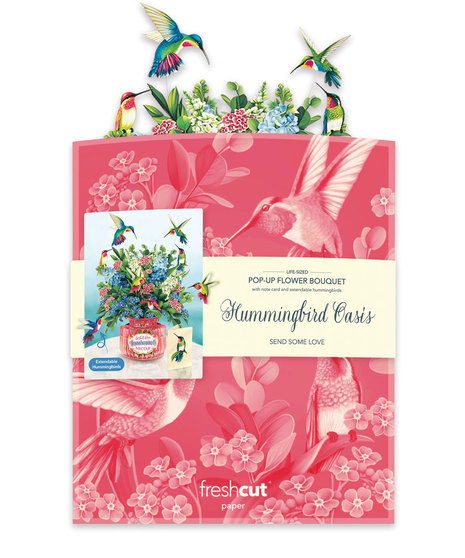 Hummingbird Oasis Popup Fresh Cut Paper Card