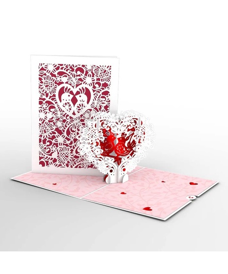 Vintage Love Birds Pop-up Greeting Card